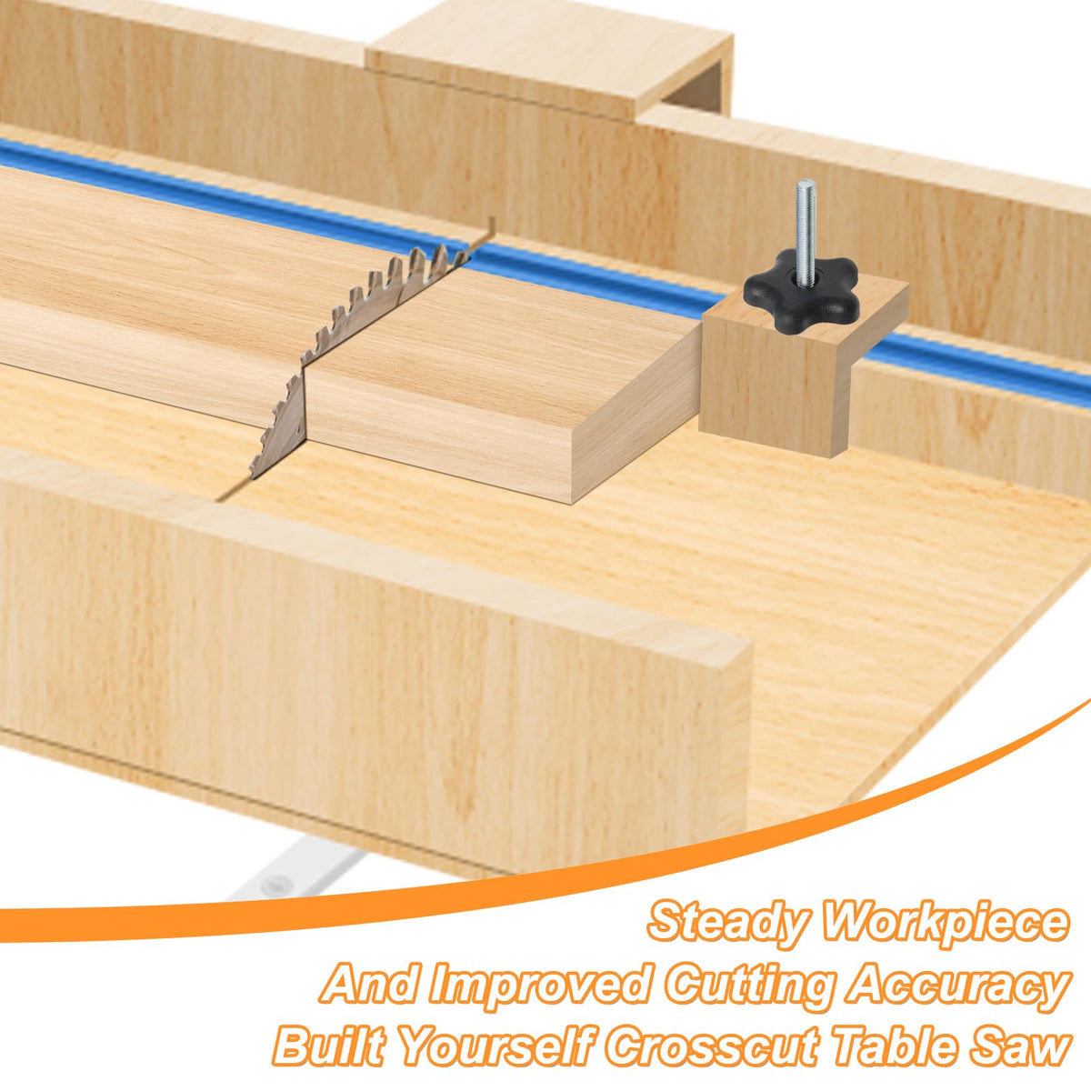 Catcan table saw sled kit assembly enables repeatable crosscuts