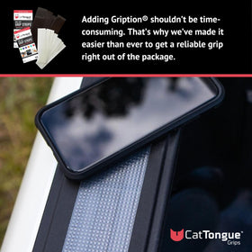 CATTONGUE GRIPS 2-inch precut strip on phone grip area offers confident handling