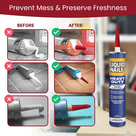 Caulk saver cap keeps caulk fresh after opening.