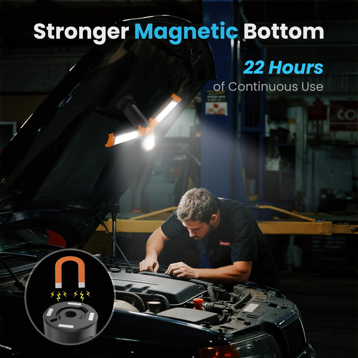 CAVN adjustable angles tailor lighting for workspaces, garages, or campsites.