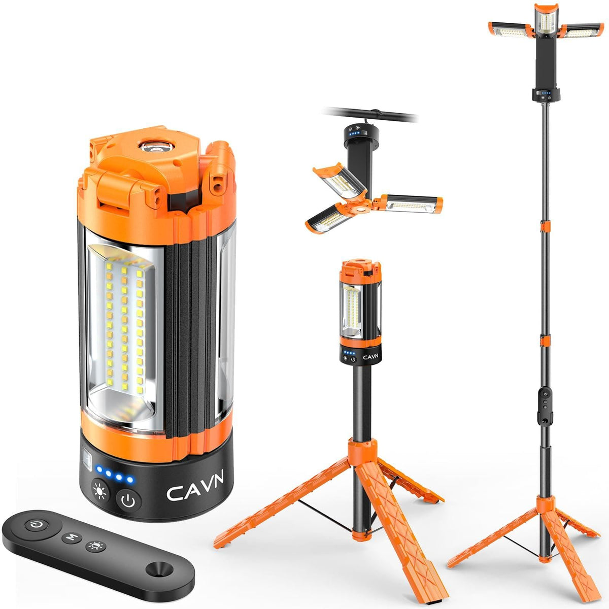 CAVN rechargeable camping lights with remote for versatile campsite illumination.