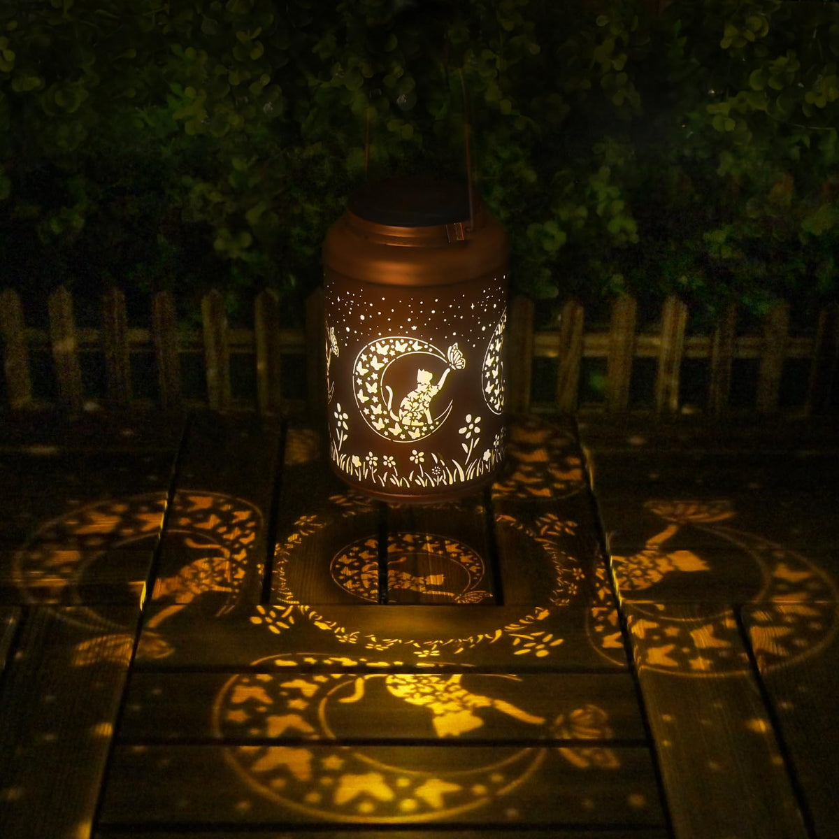 Cat Solar Lantern hanging from tree by Cawalap for ambient illumination