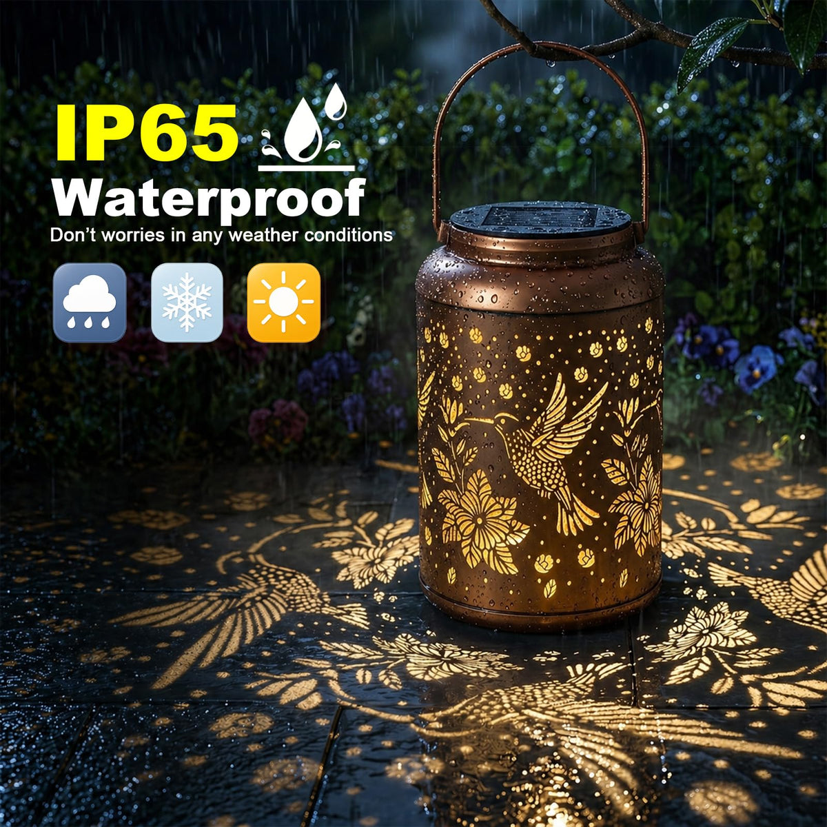 Cawalap hummingbird lantern in yard delivering energy-efficient illumination