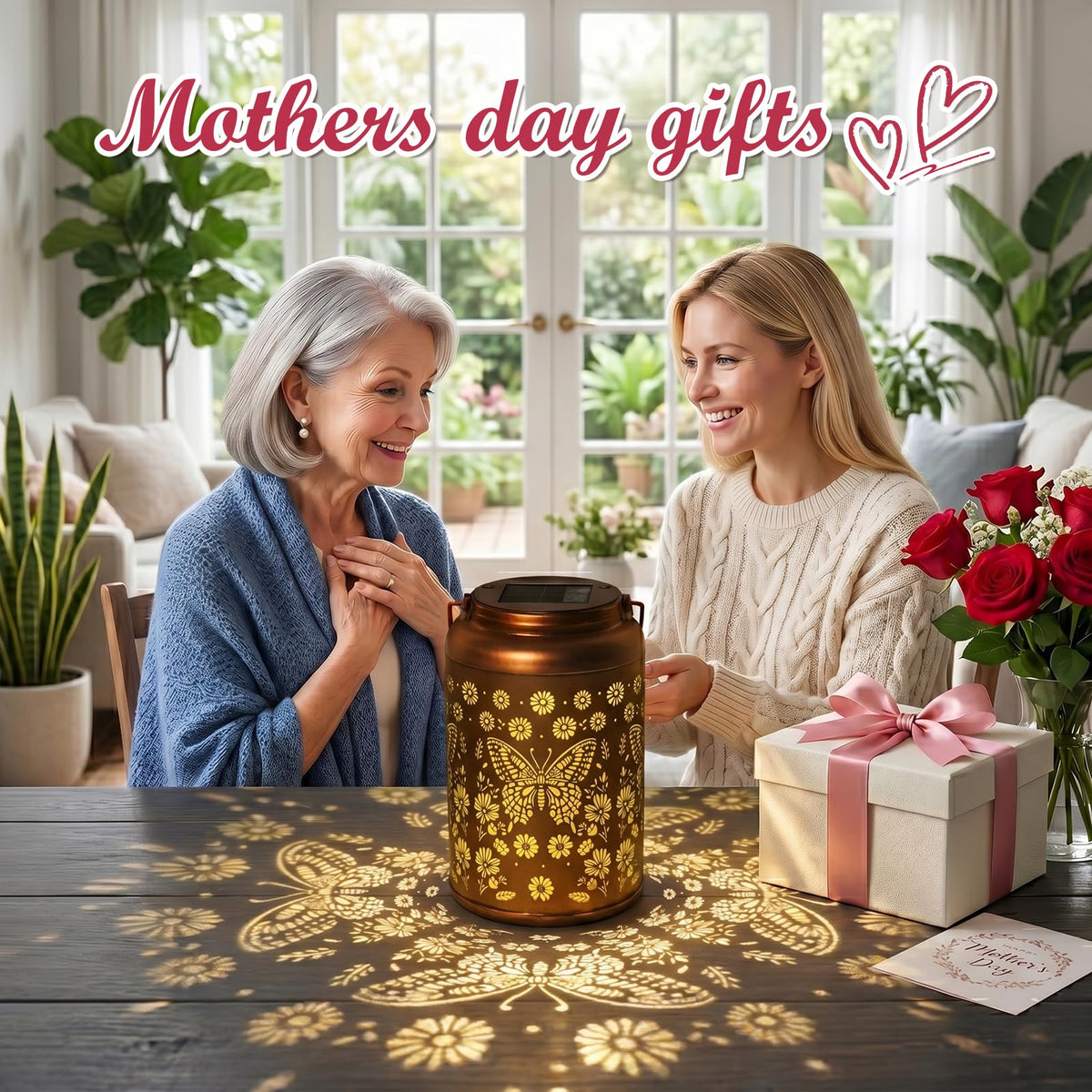 Cawalap solar garden lantern on table adds a charming evening focal point.