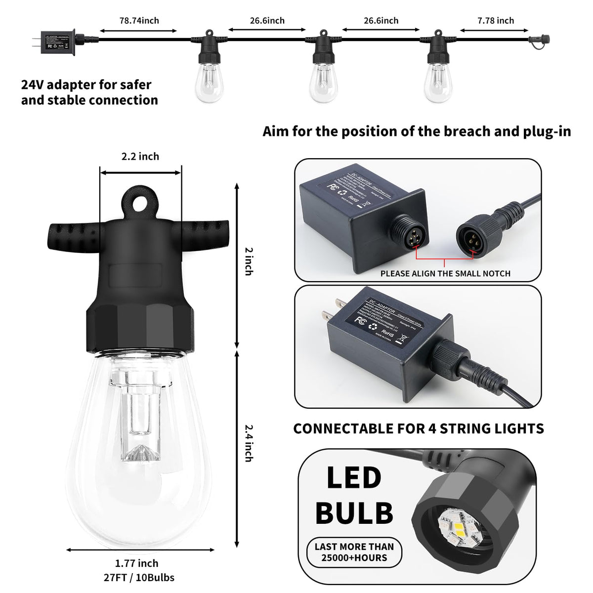 CAWWS Dimmable brightness control from cozy to festive outdoor moods.