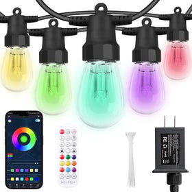 CAWWS Outdoor String Lights 27ft illuminate patios with bright, energy-efficient glow.