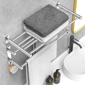 CAXIMSY stainless steel towel bar shown with adhesive mounting option