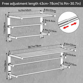 Extended length from 17 to 30.7 inches for larger towels