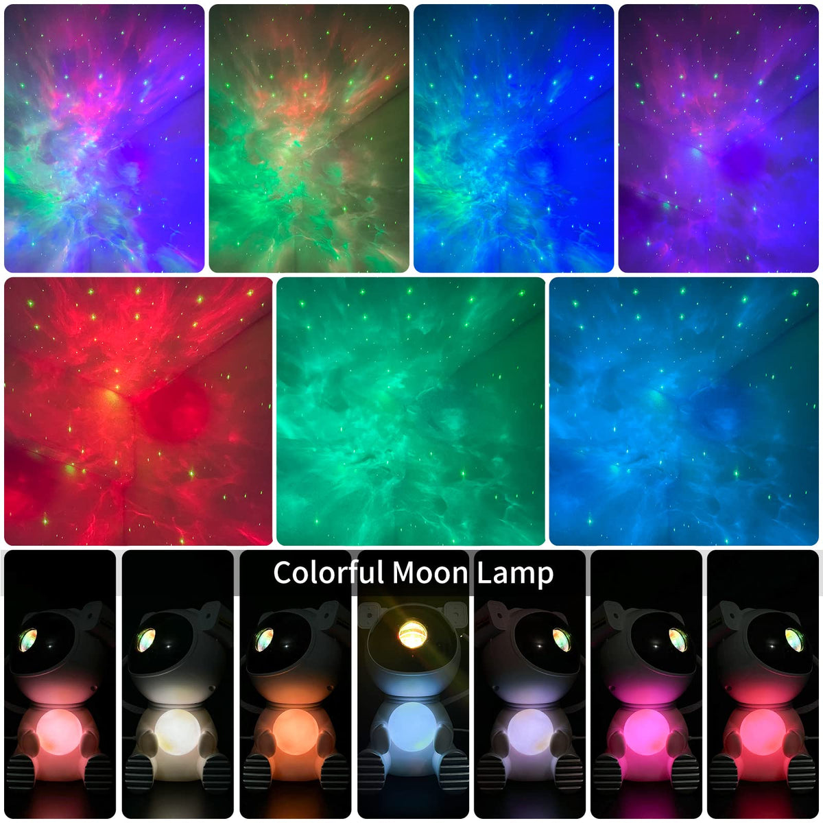Cayclay astronaut night light moon lamp glows in seven colors for mood lighting