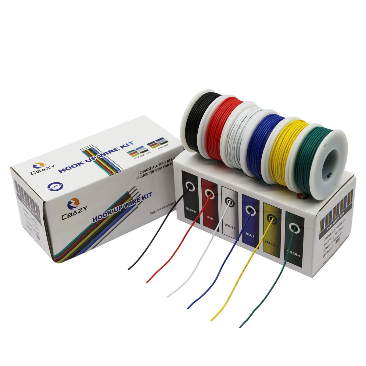 CBAZY Hook Up Wire Kit white 24 AWG wire for color-coding