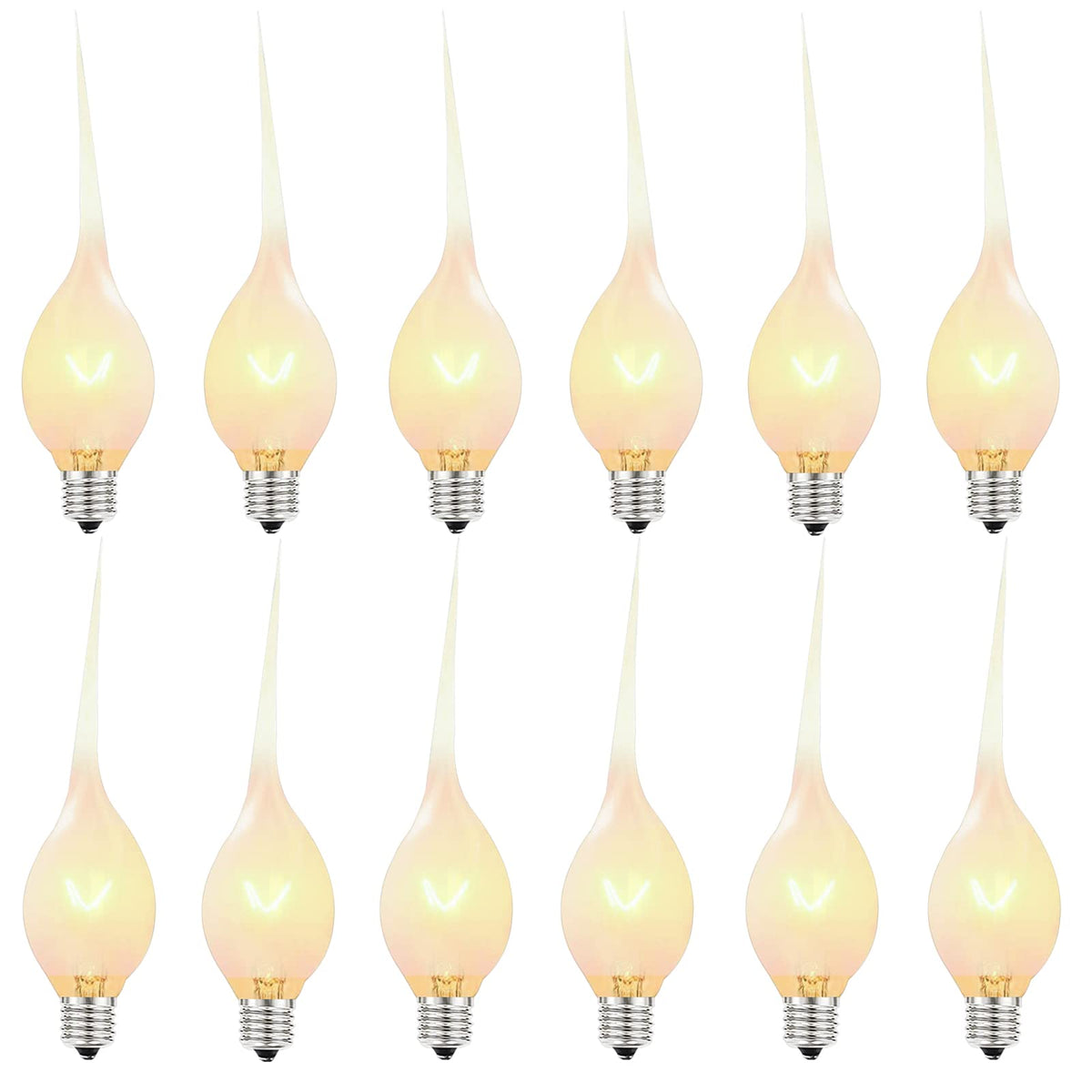 Cbebew silicone-dipped candle bulbs in a 12-pack providing warm, safe window lighting.