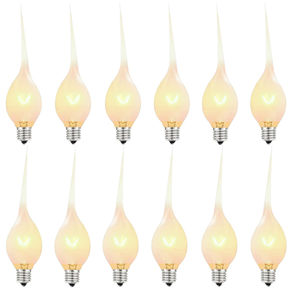 Cbebew silicone-dipped candle bulbs in a 12-pack providing warm, safe window lighting.