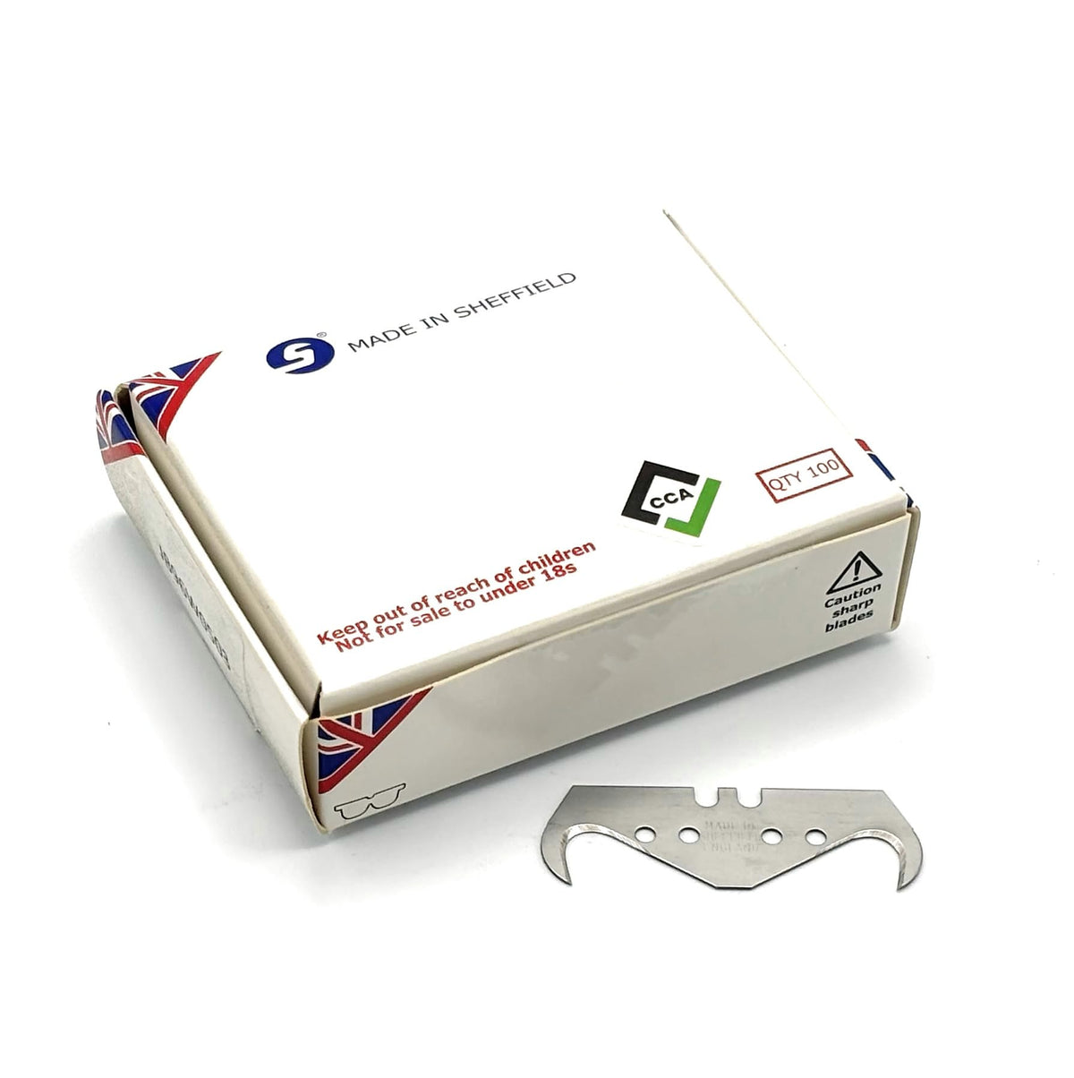 CCA hook blades carbon steel close-up for clean, precise cuts.