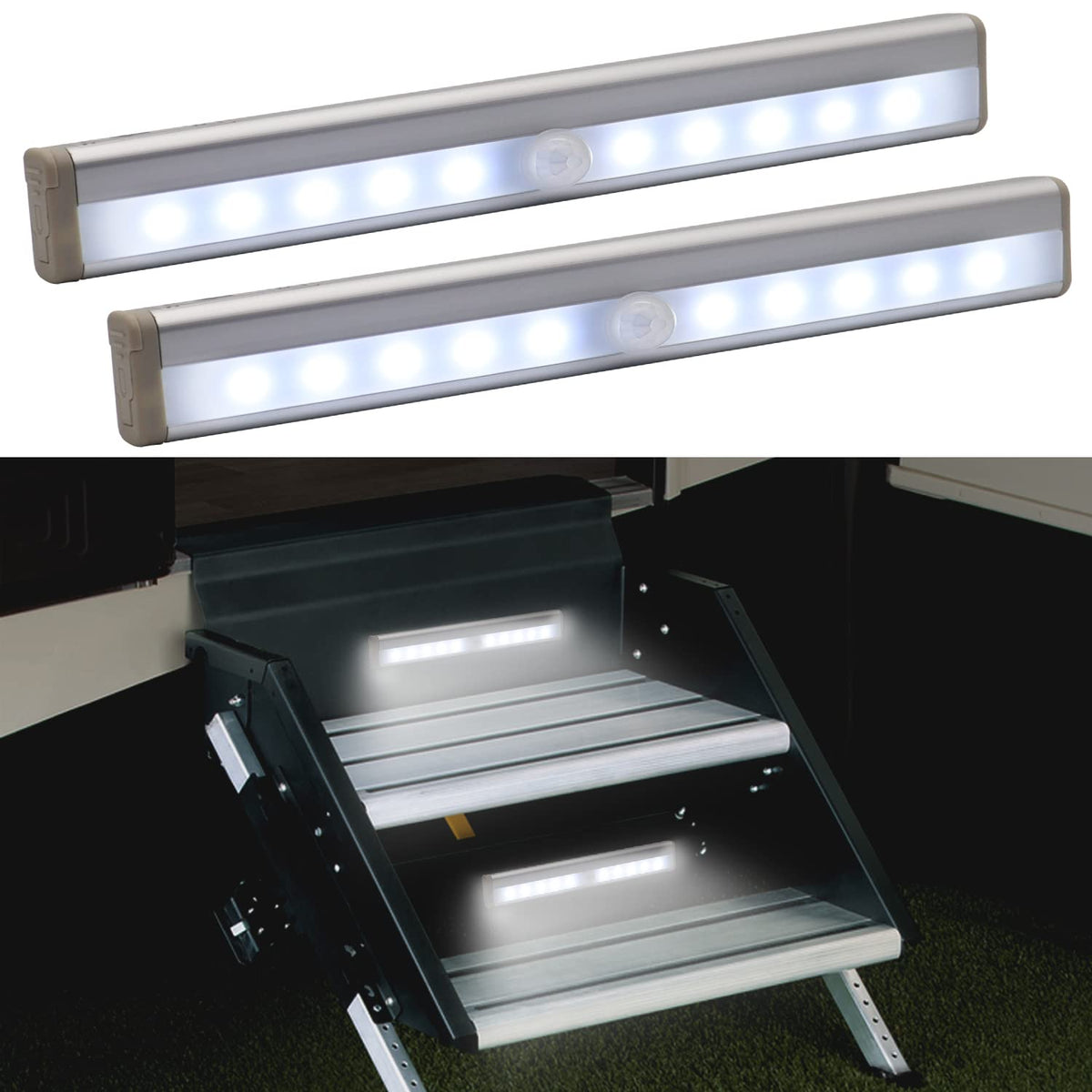 CCBASEBALL motion activated RV step light with 10 LEDs for brighter steps