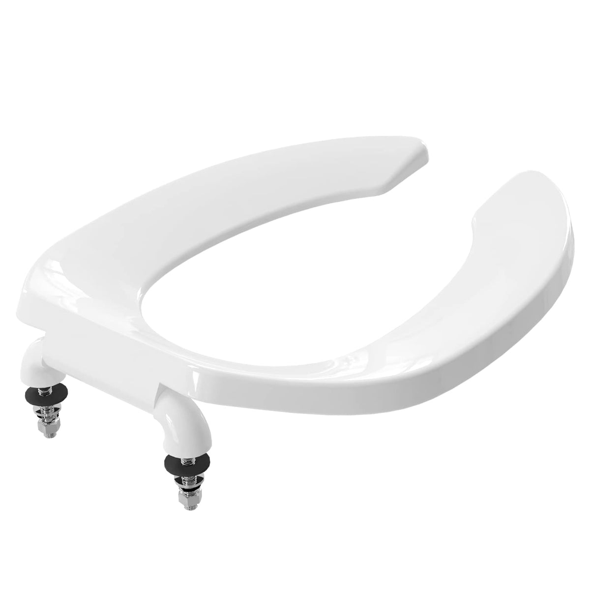 CcBello open-front elongated toilet seat for busy commercial bathrooms.