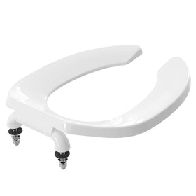 CcBello open-front elongated toilet seat for busy commercial bathrooms.