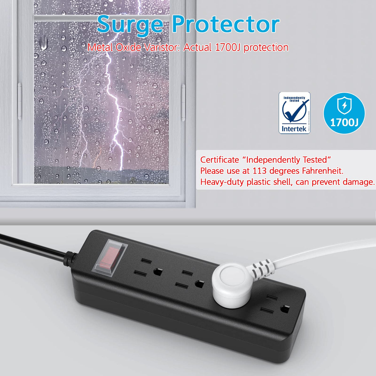 CCCEI 1500J surge protector guards devices against surges in wet outdoor spaces.