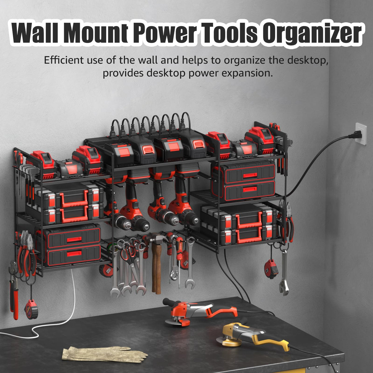 CCCEI eight-outlet surge-protected power strip supports cordless tool charging.