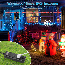 CCCEI flat-plug outdoor power strip with four outlets for patio power.