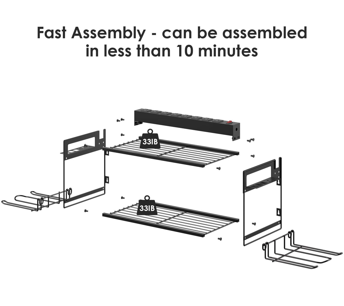CCCEI double shelves and four drill holders fit multiple tools.