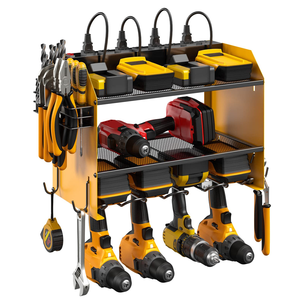 CCCEI modular power tool organizer wall mount with slots and hooks for organized workspace
