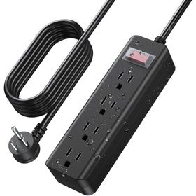 CCCEI outdoor 15ft extension cord with four outlets for weatherproof outdoor use.