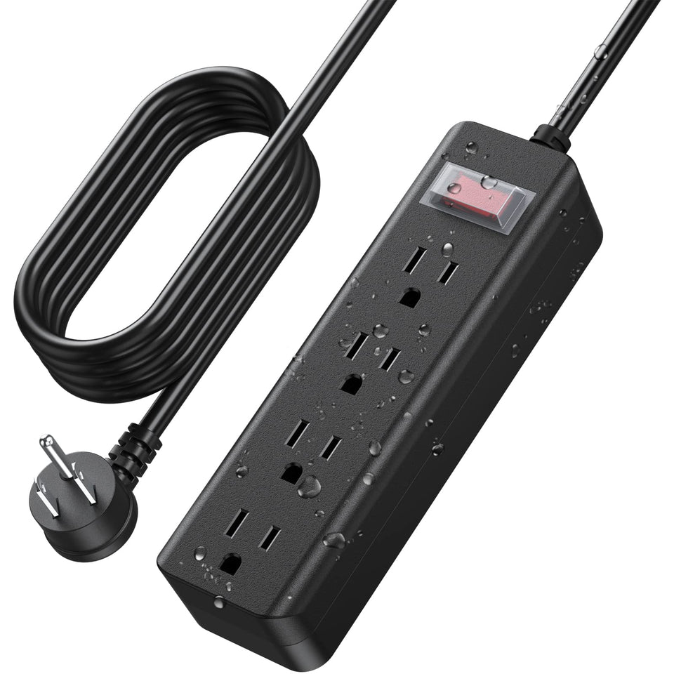 CCCEI outdoor 15ft extension cord with four outlets for weatherproof outdoor use.