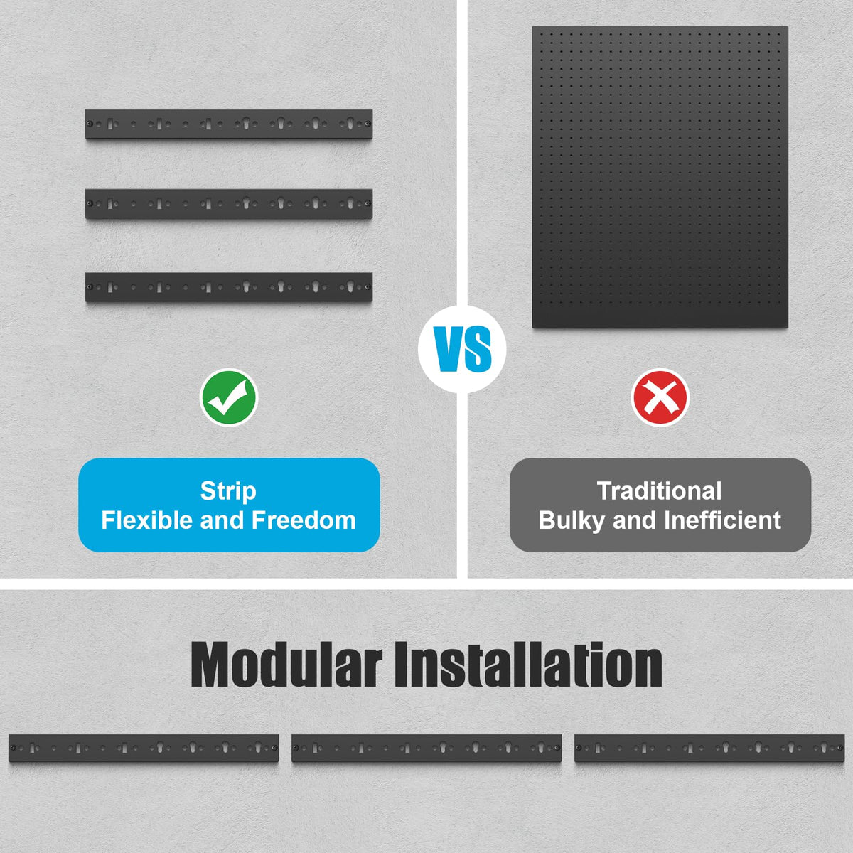 CCCEI 16-hook pegboard strip for quick garage tool access.