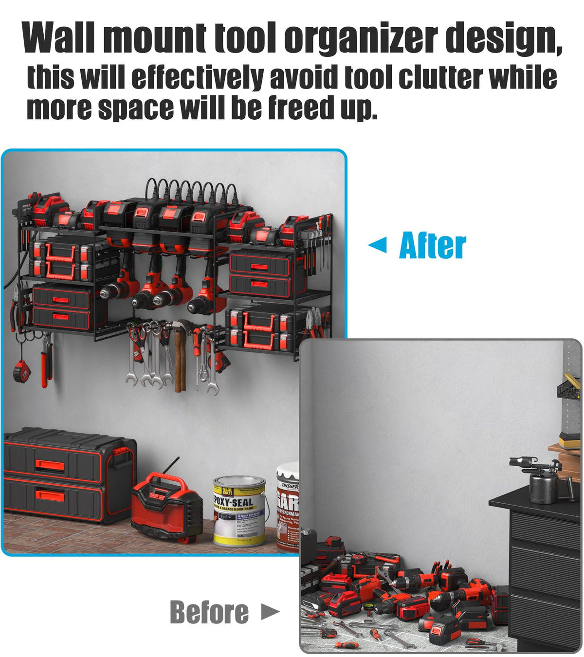 CCCEI side tool racks and four small holders organize accessories and bits.