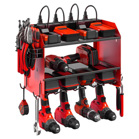CCCEI wall mount power tool organizer front view keeps drills and chargers neatly stored