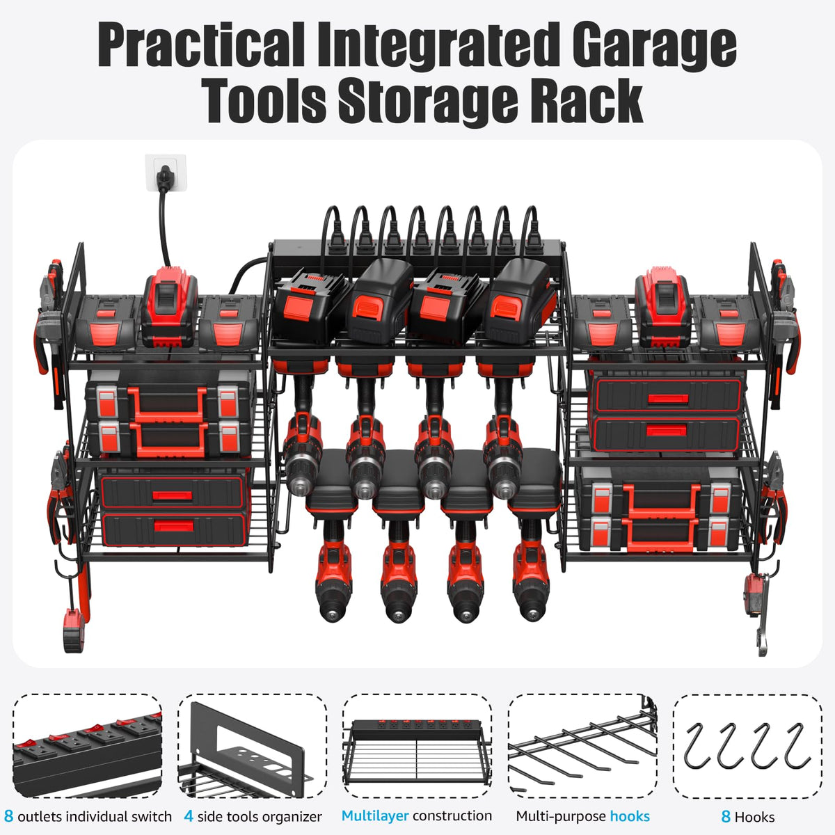 CCCEI wall-mount with eight hooks enables quick tool hanging and access.
