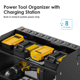 CCCEI wall-mount charging station with eight outlets powers multiple tools at once.