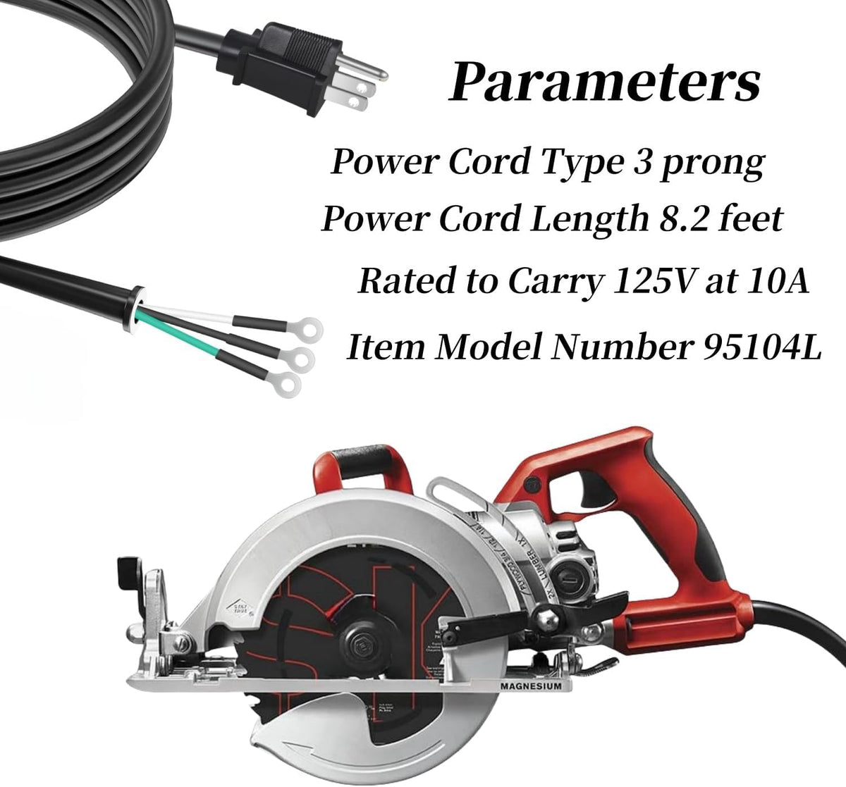 Ccedviery 3-pin 8.2ft cord for Skilsaw enables flexible reach and durable operation.