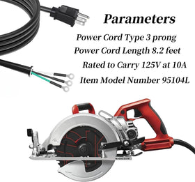 Ccedviery 3-pin 8.2ft cord for Skilsaw enables flexible reach and durable operation.