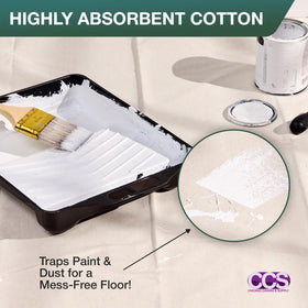 CCS Canvas Drop Cloth with reinforced hems withstands heavy use on projects