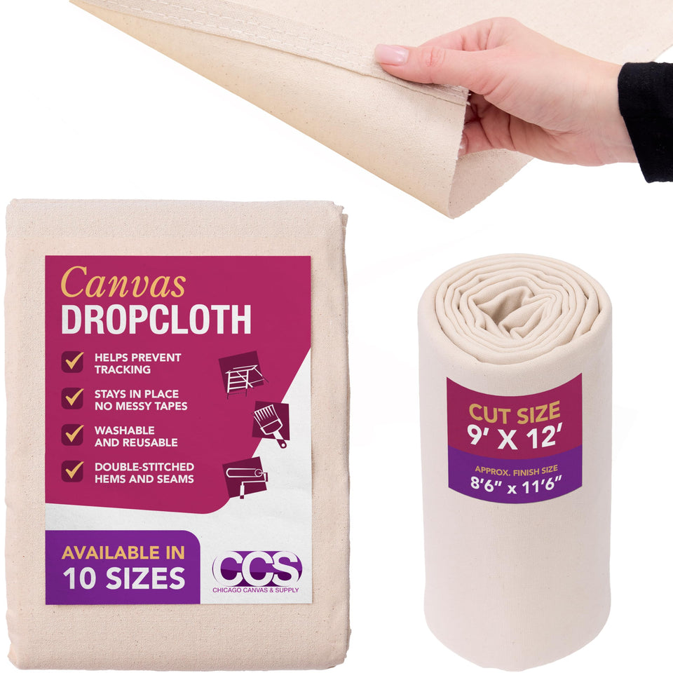 CCS Canvas Drop Cloth protects painting surfaces from splatters and spills