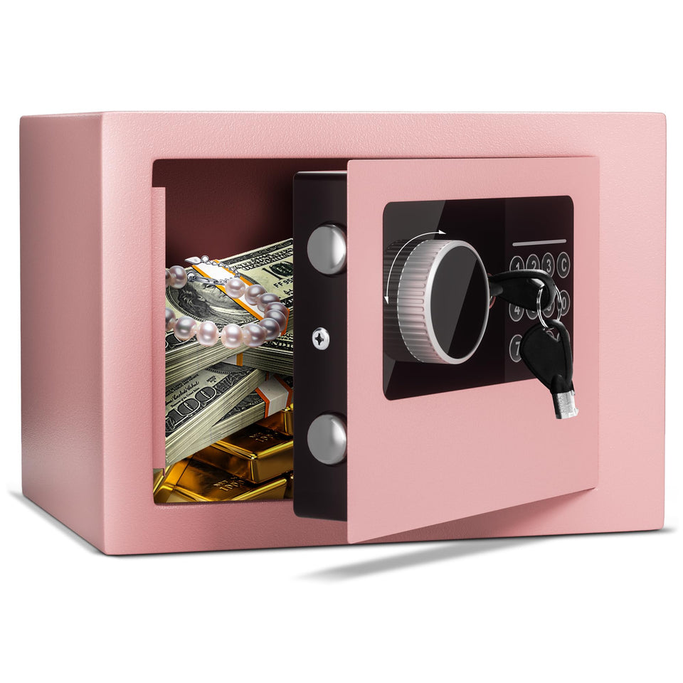CDC DIGI pink digital money safe front view with keypad for cash storage.