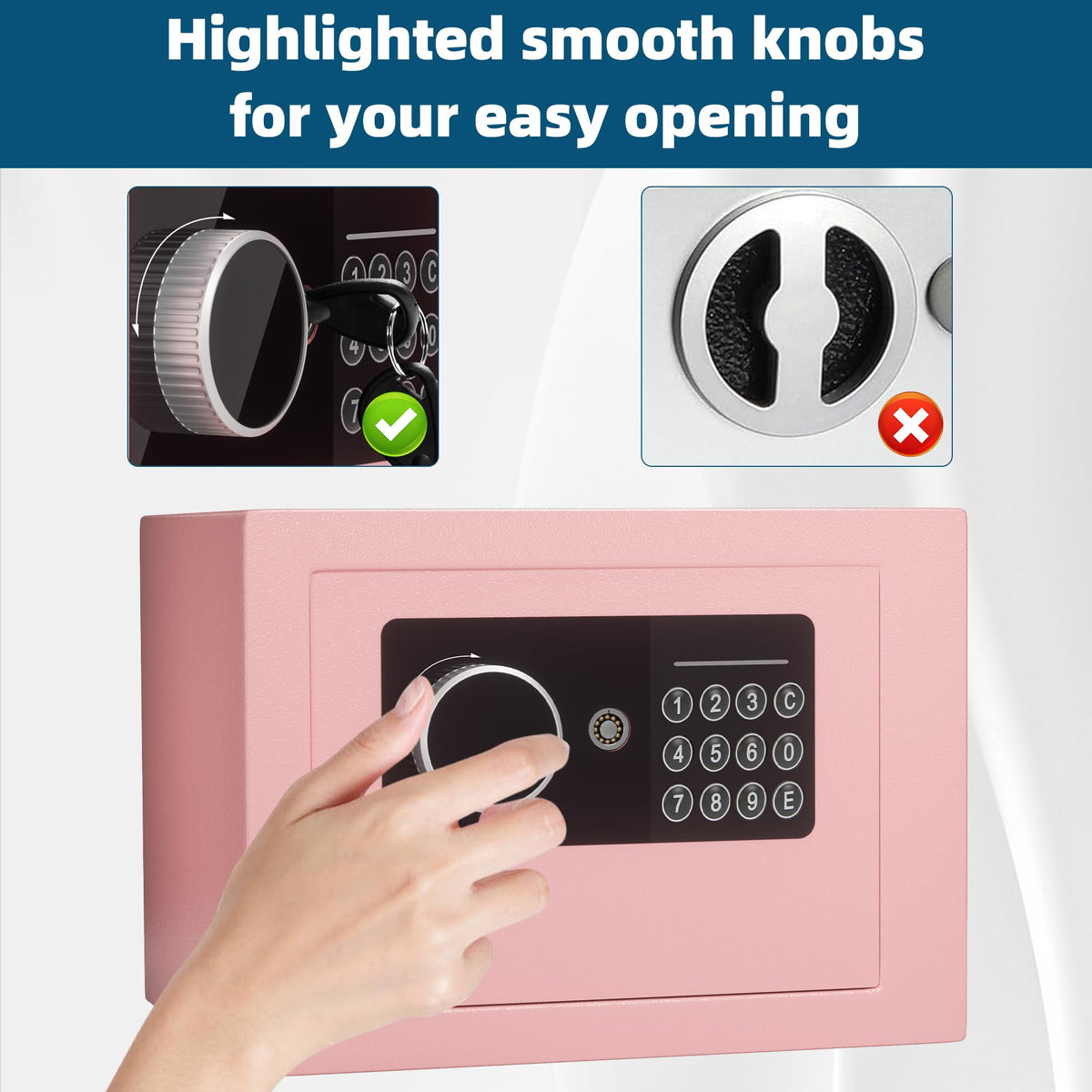 CDC DIGI pink safe side view shows compact footprint for tight spaces.