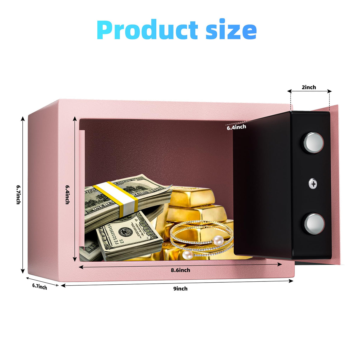 CDC DIGI pink safe on shelf blends with bedroom or office décor.