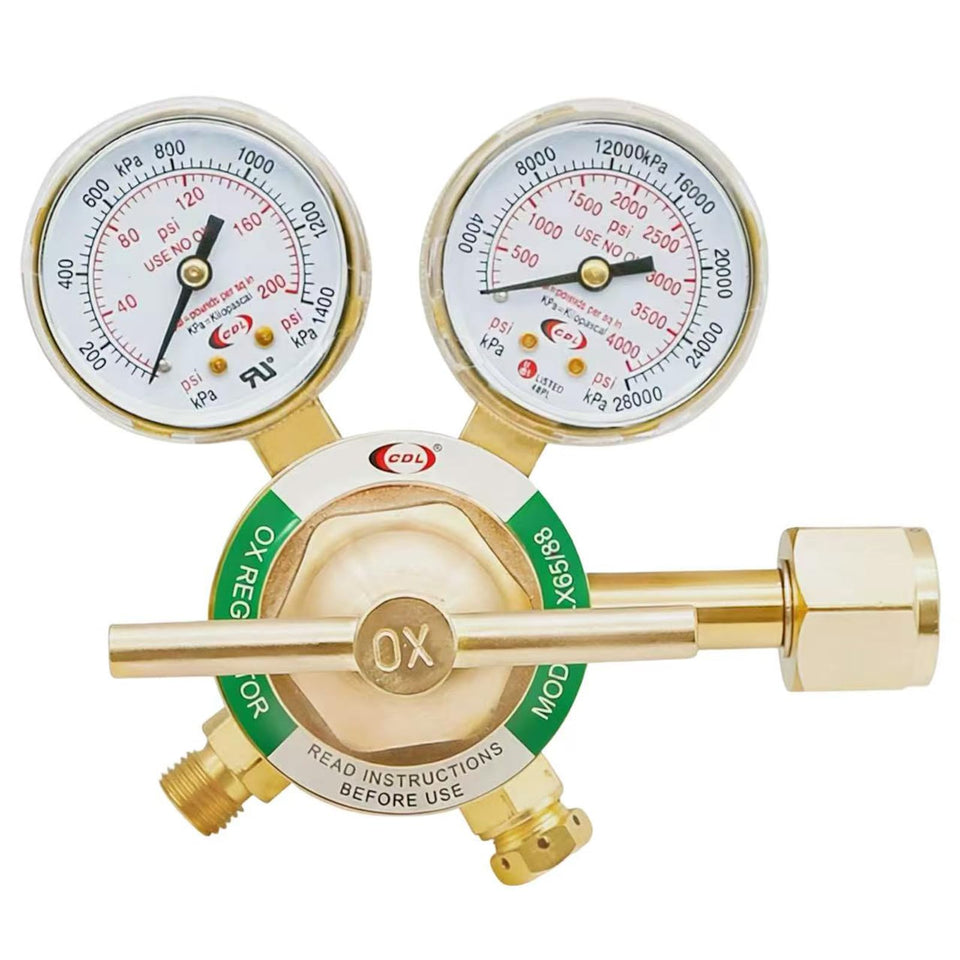 CDL LX65 oxygen regulator with dual gauges for precise flame control