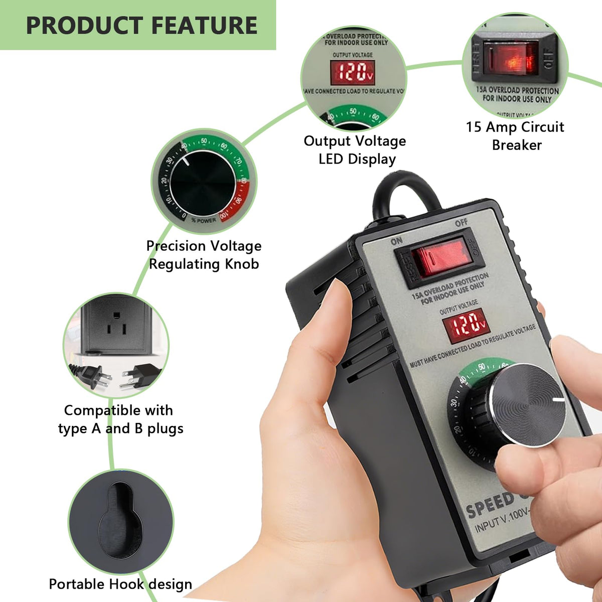 CDMALL compact design speed controller emphasizes portable setup for workshops and on-site tasks.
