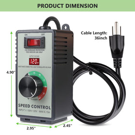 CDMALL speed controller in use with an exhaust fan demonstrates adjustable airflow.
