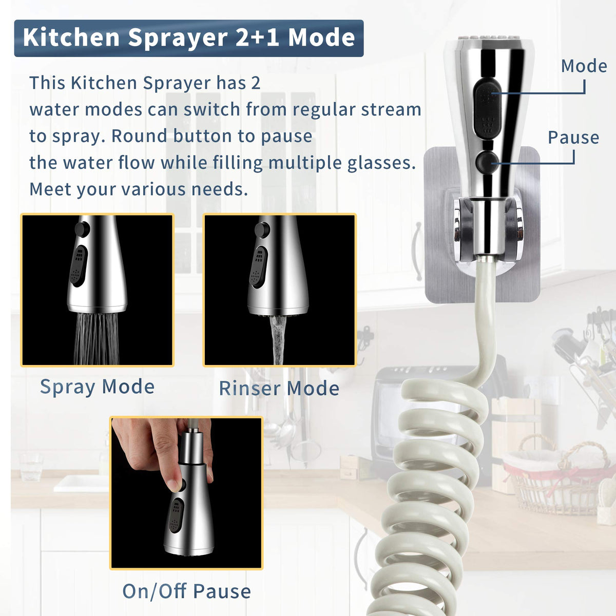 Cecefin 2-mode sprayer demonstrating bubble spray and power jet for efficient cleaning.
