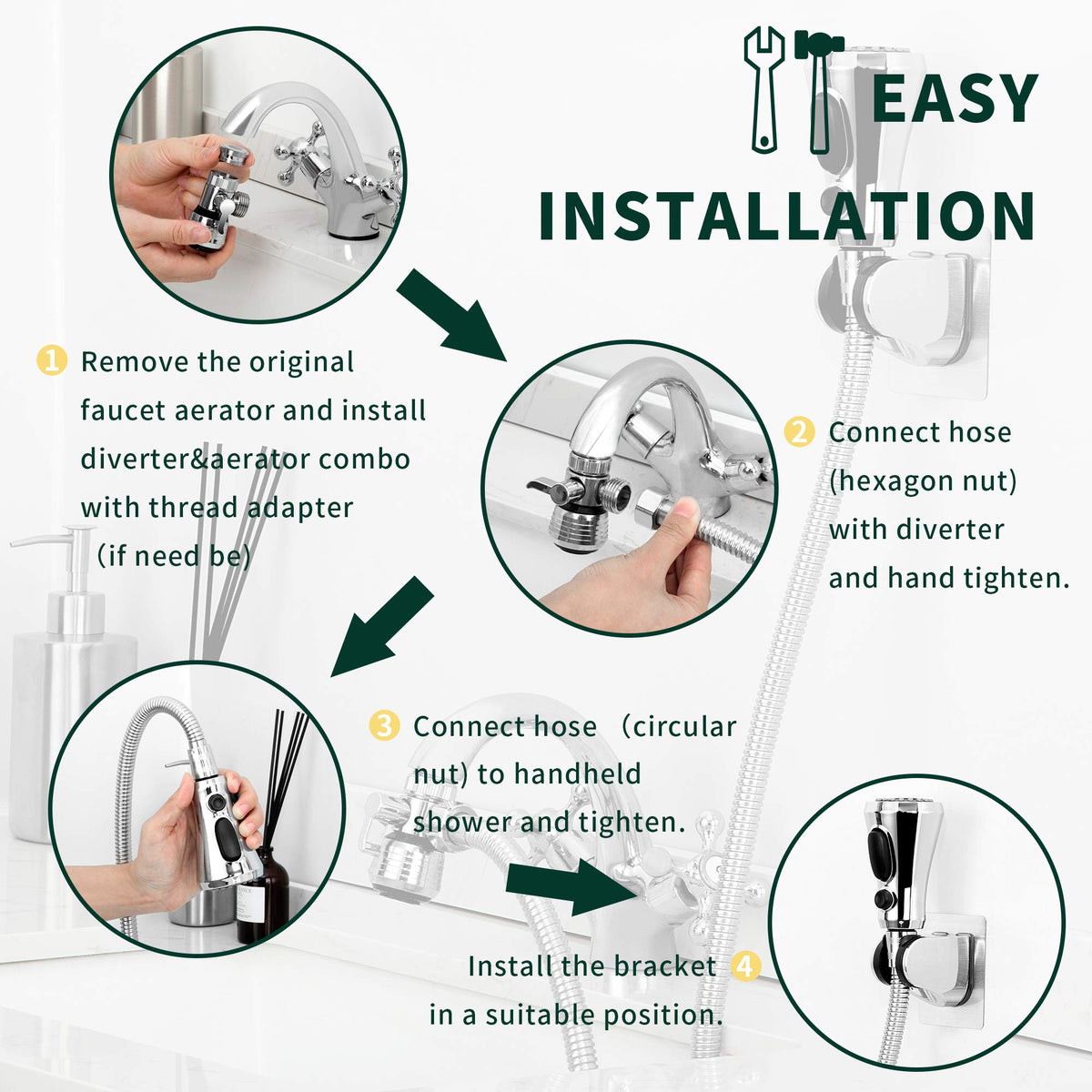 CECEFIN easy installation guide showing DIY faucet upgrade