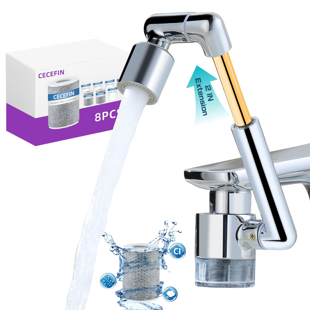 CECEFIN replacement-carbon-filter cartridge sustains filter performance.