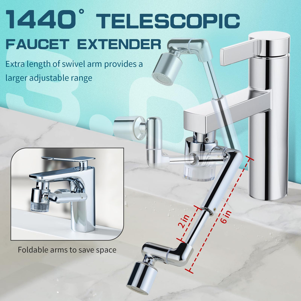 CECEFIN telescopic-length-4point8-8point3-inches extends faucet reach for RV sinks.