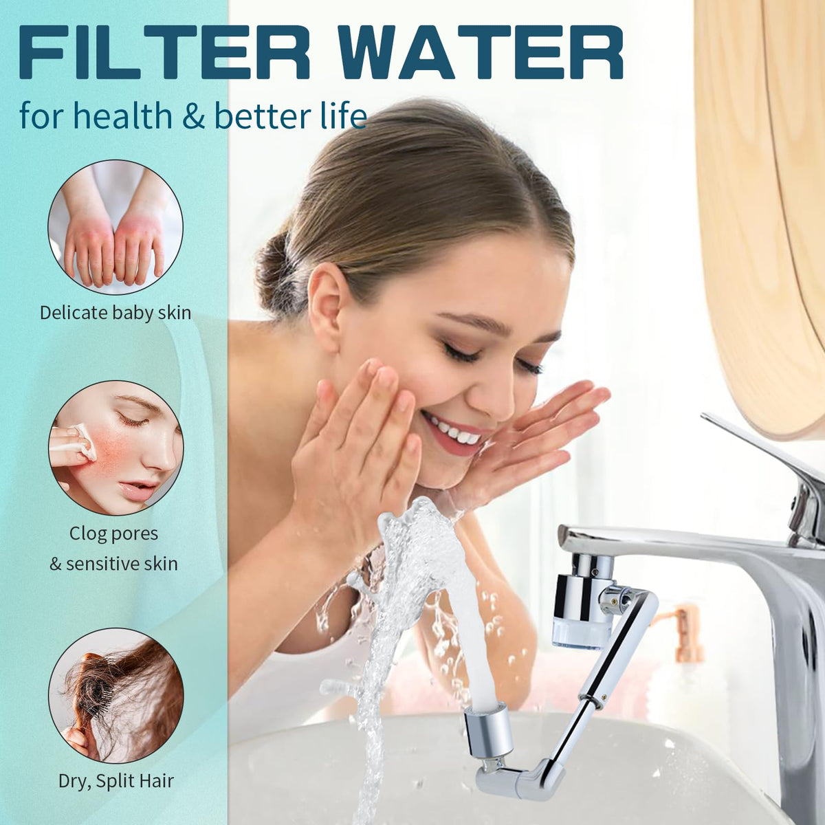 CECEFIN two-mode-outlet-soft-bubble delivers fast rinse and gentle cleansing.