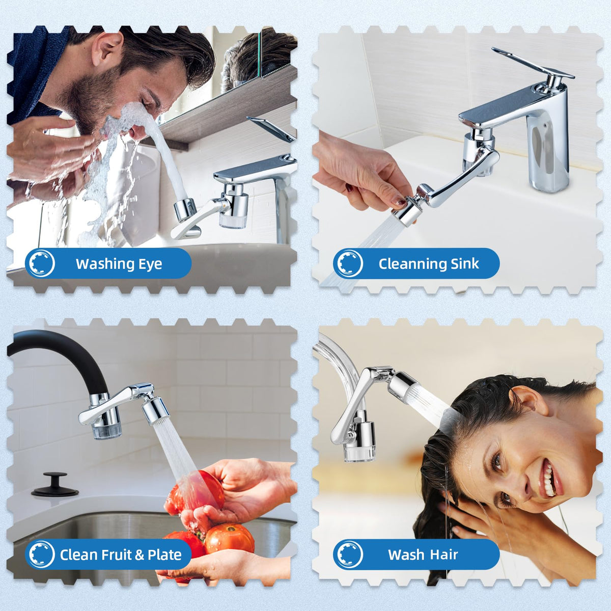 Eyewash-ready CECEFIN setup attached to sink faucet