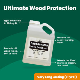 Cedarcide Cedarshield protect docks and fences, extending lifespan.