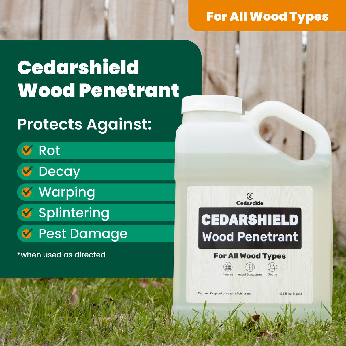 Cedarcide Cedarshield being applied to wood surface for durable moisture protection.